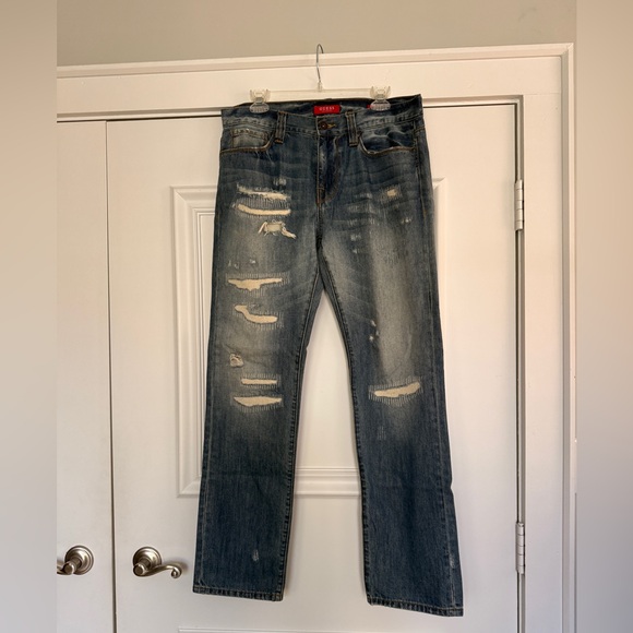 Men’s Guess Distressed Blue Jeans size 32x32 - Picture 1 of 7